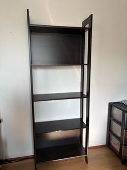 wooden black bookshelf