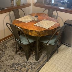 Live edge table and chairs