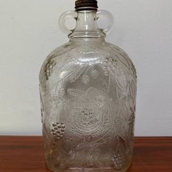 Vintage Garretts American Wines Embossed Clear Glass Collectible Gallon Bottle Jug