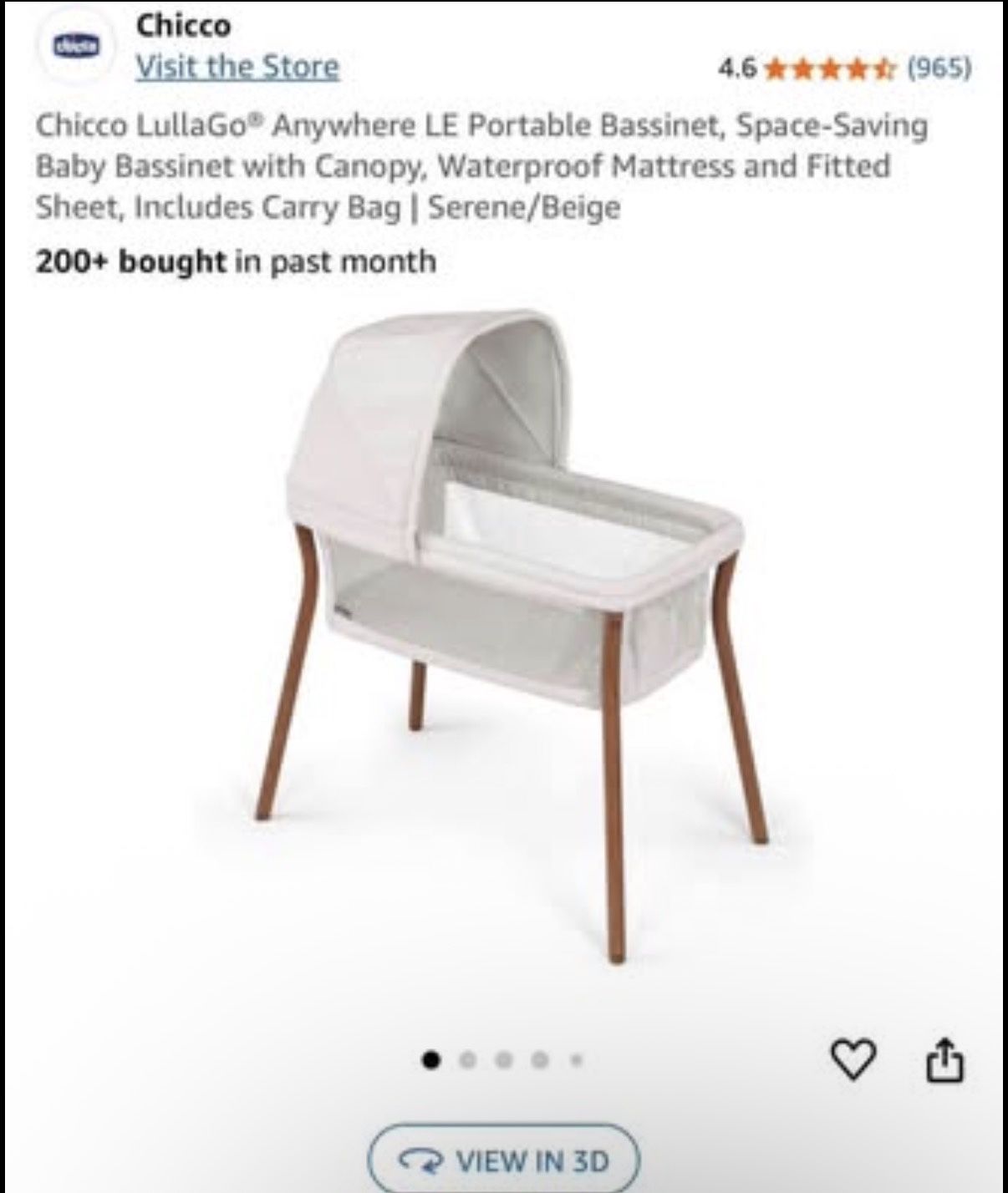 Chicco Lulla Go Anywhere LE Portable Bassinet Baby Crib