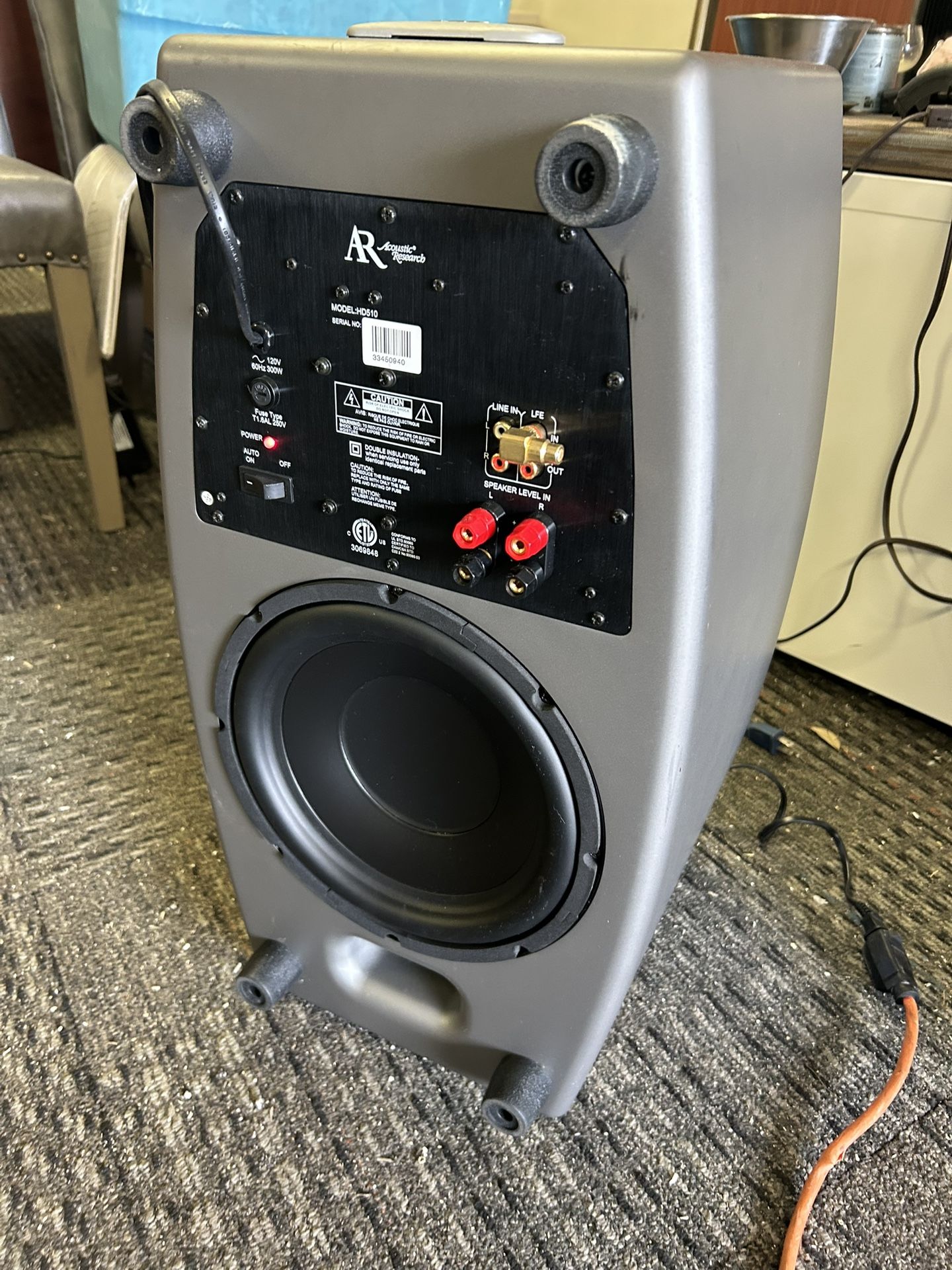 Acoustic research sub510 175 watt subwoofer built in digital class d amplifier