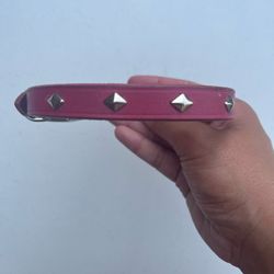 Pink Leather Small Dog Collar