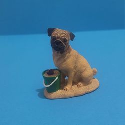 Danbury Mint Pug Miniature Dog Figure Collection, with Sand Bucket. REAR!!