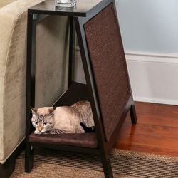 Refined Feline A-Frame Cat Bed Scratching Side Table 