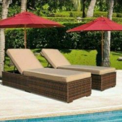 Patiorama Patio Chaise Lounge Chair, Sun Lounger, Outdoor Pool Beach Brown PE Rattan Wicker Reclining Chair W/Adjustable