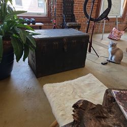 Antique Industrial Steamer Trunk – Flat Top Coffee Table