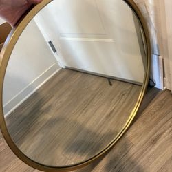 West Elm Round Wall Mirror (30" Brass) - Modern / Minimalist
