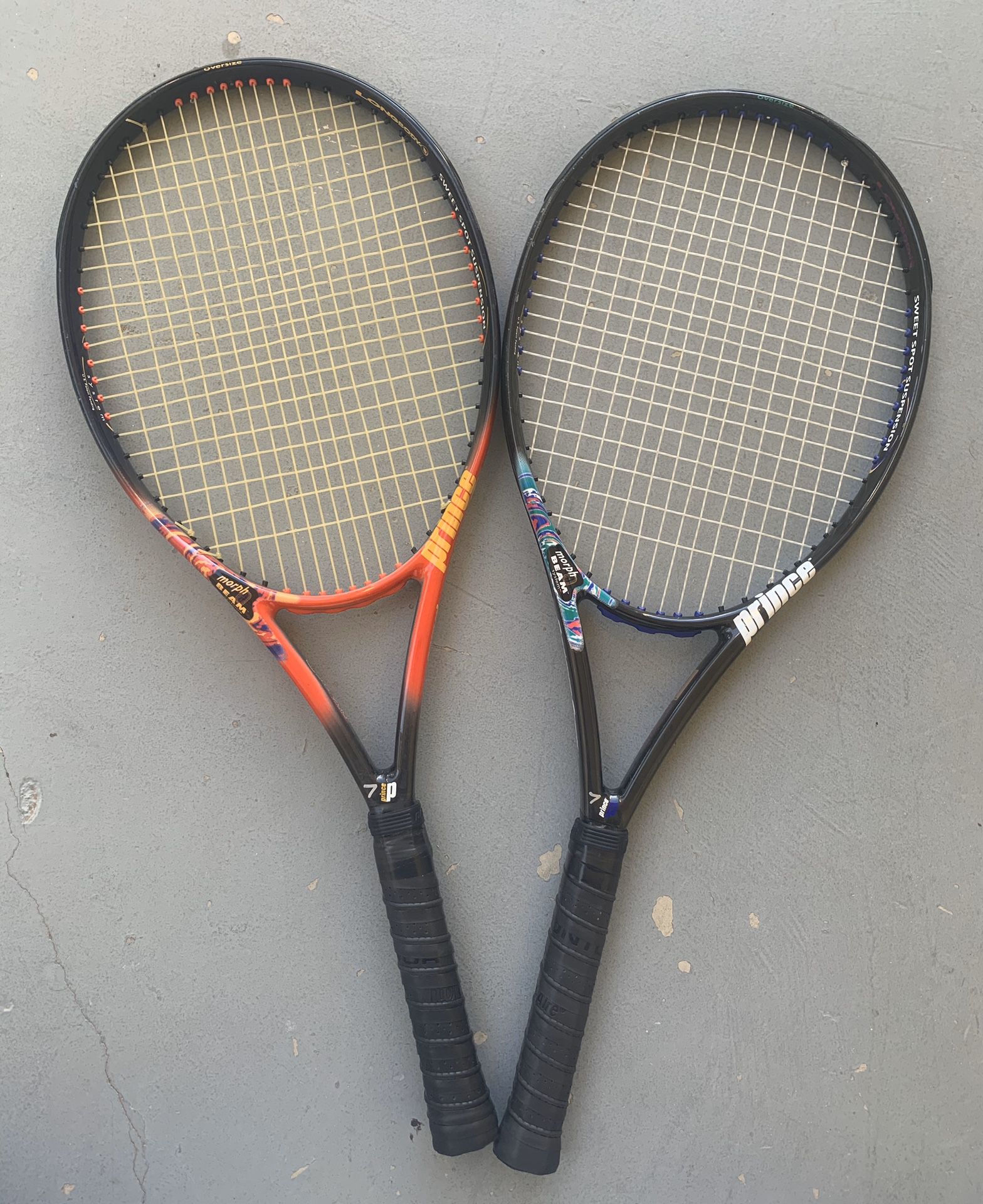 Prince Thunderbolt and Thunderstrike longbody oversize rackets tennis