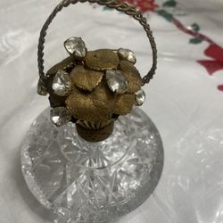 Vintage  Cristal Perfume Bottle, Frosted Jewelry Box