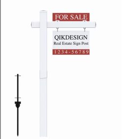 Qikdesign Vinyl PVC Real Estate Sign Post 6' Tall