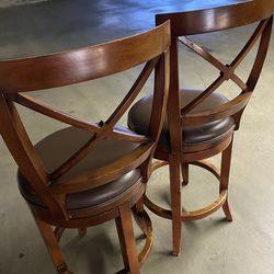 2 beautiful wood bar chairs
