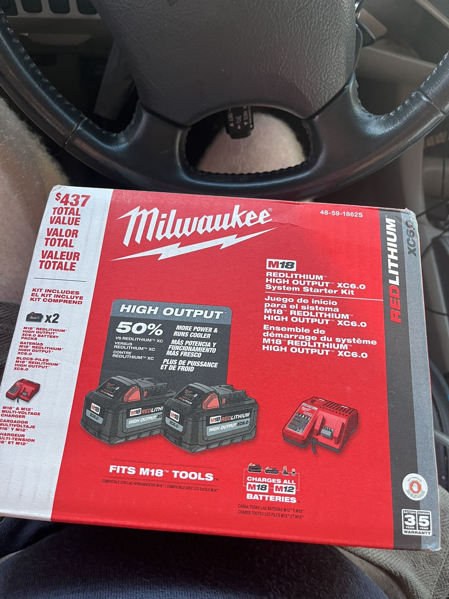 2 Milwaukee High Output 18v XC6.0 Batteries And Charger