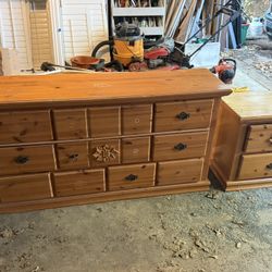 Wood Dresser And Nightstand 