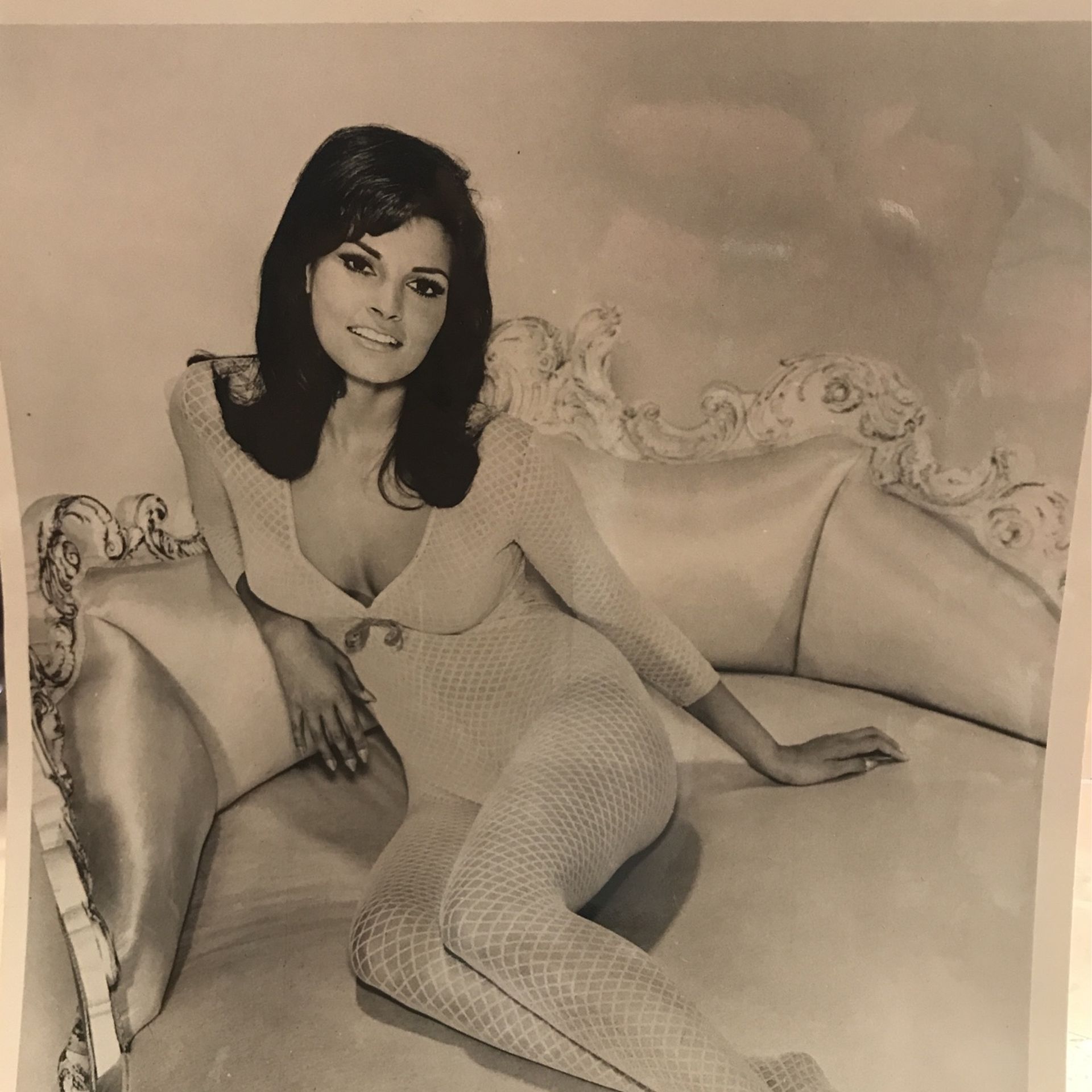 Raquel Welch Beige Fishnet Catsuit