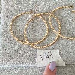 18k Yellow Gold Round BEAD Link Bangle Bracelet 1.47 grams