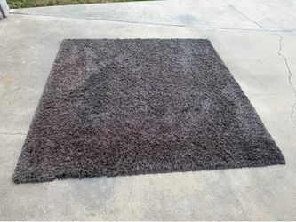 8’ x 8’ Grey Textured High-Pile Shag Type Rug – Square