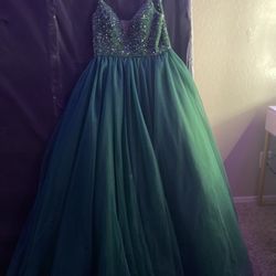 Dark Green Rhinestone Dress