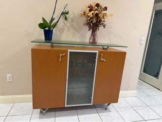 Modern Buffet / Bar Cabinet with Glass Top – $175 OBO