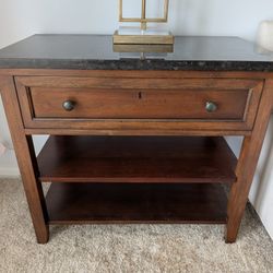 Wood End Table with Granite Stone Top