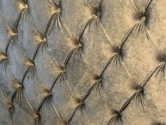 Gray Upholstered Tufted Headboard (Wings Not Included)