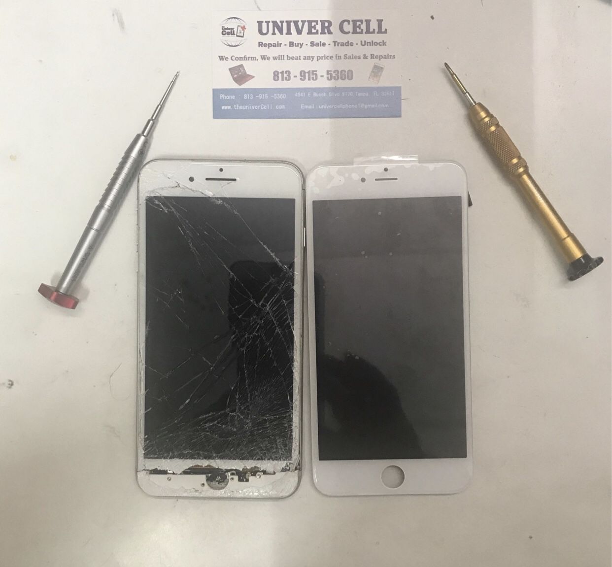 New Screens With LCD for All iPhones Can Be Done In 10 minutes Just $19 Plus Part @ Univercell 4941 E Busch Blvd #170 Tampa 33617