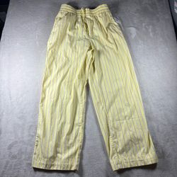 Gap Easy Wide Leg Pants Women’s M Yellow Cotton Poplin Stripe NWT Cozy #1094