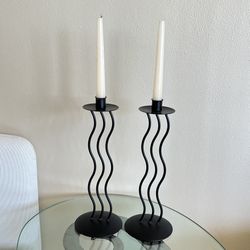 Vintage Art Deco Squiggle Candle Stick Holders