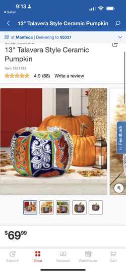 13" Talavera Style Ceramic Pumpkin