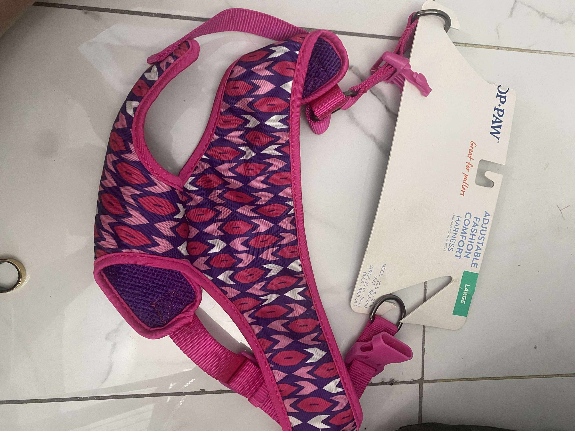 Top Paw Dog Harness Pink Arrow Pattern Size Large