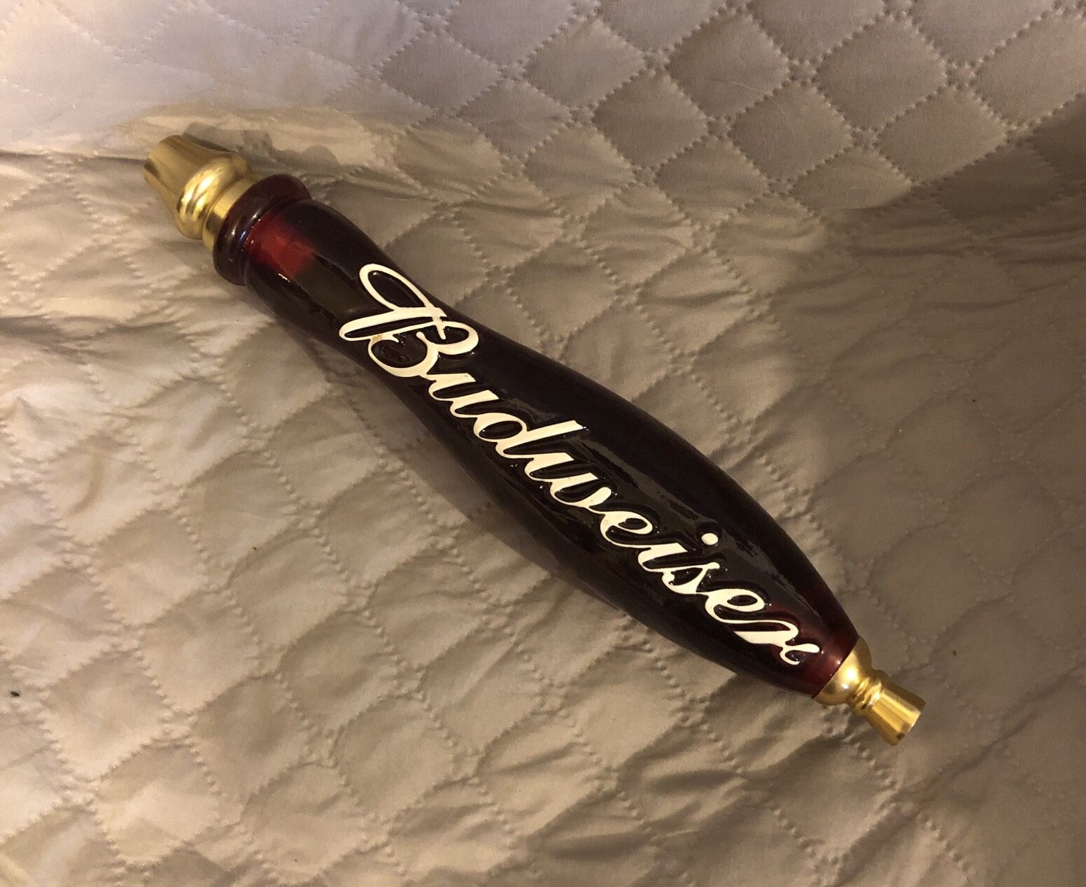 Vintage Red Acrylic Raised Letter Budweiser Beer Tap Handle