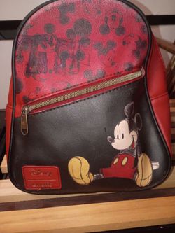 Disney loungefly Red and Black leather mini backpack