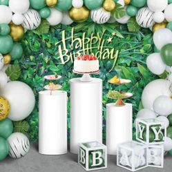 White cylindrical party stands, Pillars for Wedding 