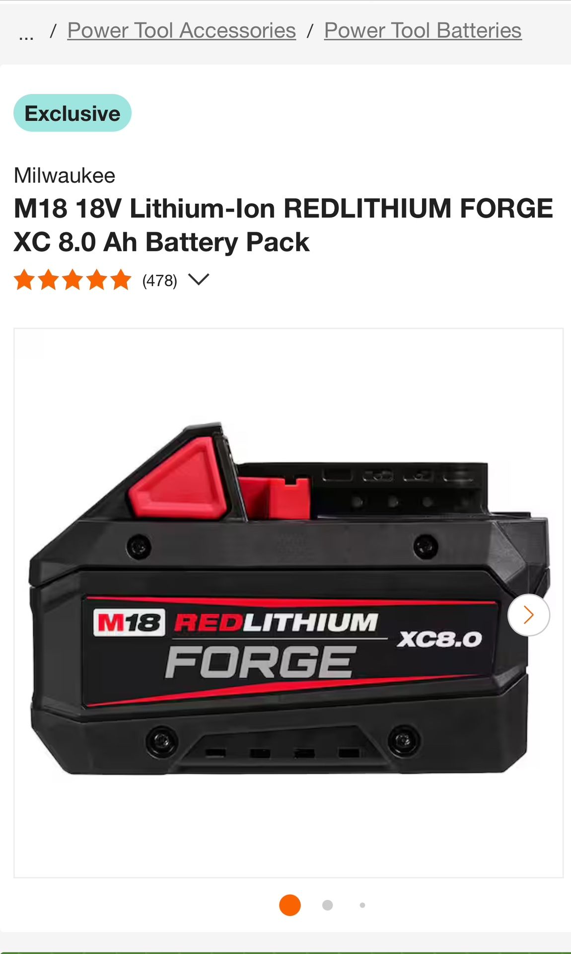 Milwaukee M18 18V Lithium Battery XC8.0