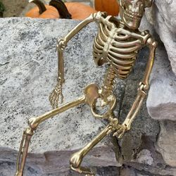 16 inch tall gold posable skeleton 