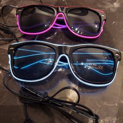  RAVE 2 GLASSES GLOW SUNGLASSES FOR PARTY ( BATTERY OPERATED ) BOTH FOR $15  