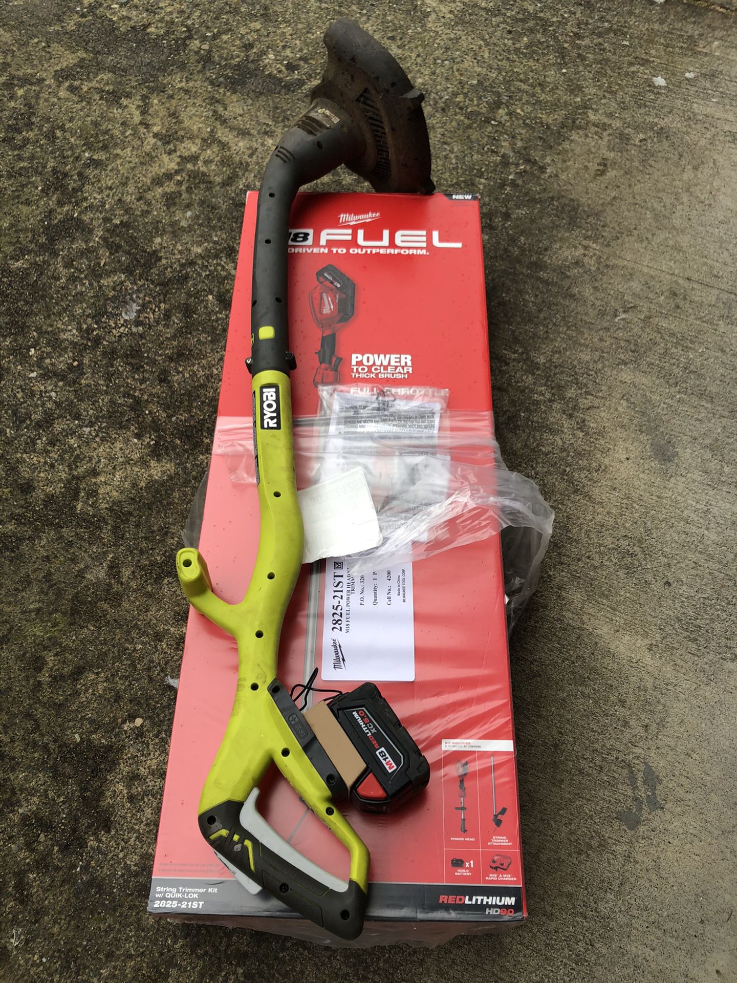Ryobi milwaukee m18 powered weed wacker tool only trimmer adapter works great
