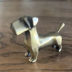 Vintage Small Solid Brass Dog Figurine