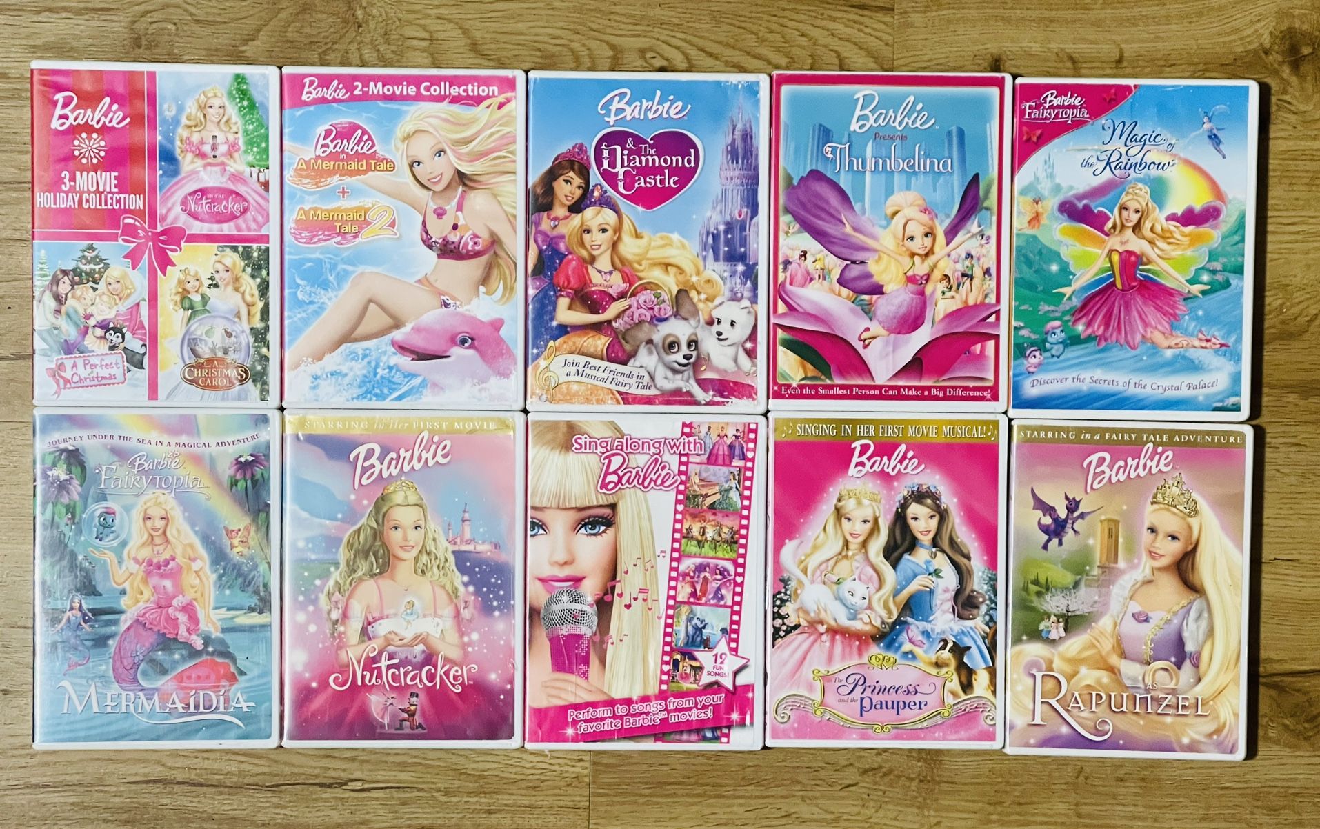 Lot Of 9 Barbie Movies : A Mermaid Tale, Diamond Castle, Mermaida, Nutcracker, Etc