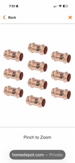 Copper Press Couplings – Lot of 10