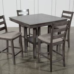 🌟🌟 5 pc Wildon studio gray finish wood and fabric counter height dining table set**