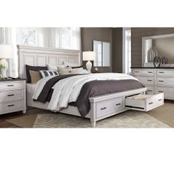 Aspenhome Caraway Queen Storage Bed in Aged Ivory