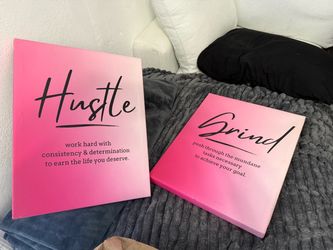 Pink black motivating signs.