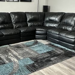 6 Piece Black Leather Sectional 