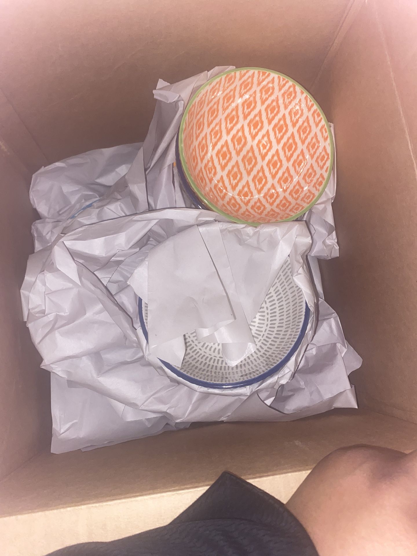 Box Full Of Plates And Bowls