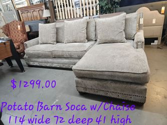 Sofa w/Chaise Potato BarnWe are located at 2811 East Bell road. Another Time Around Furniture.