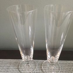 Two 12 ounce Footed Beer Pilsner Glasses