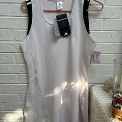 Adidas NWT Pink White Tennis Climalite Dress Size L