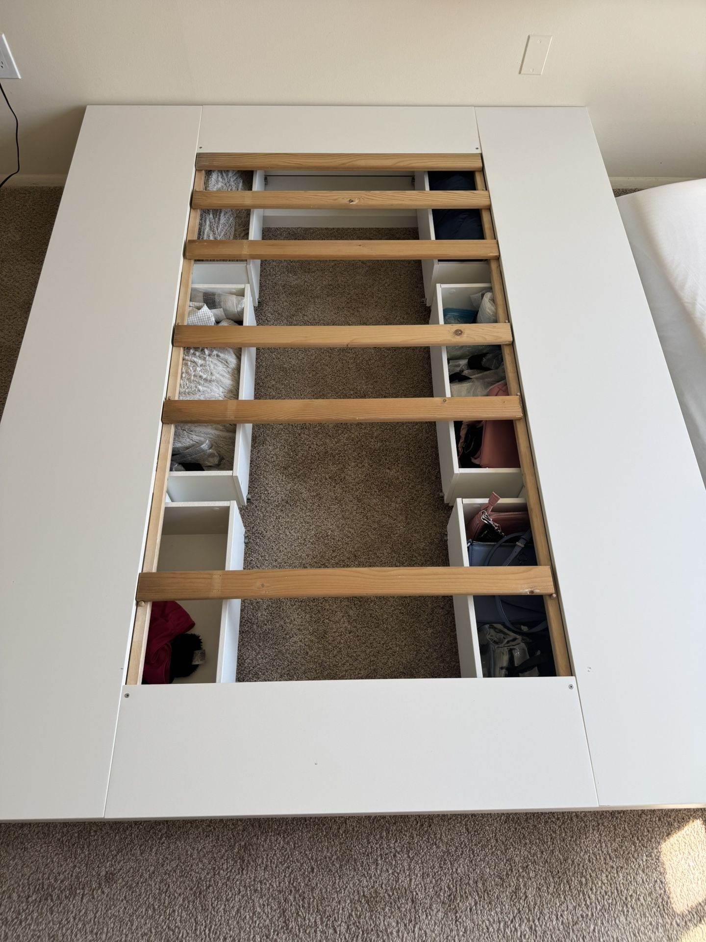 IKEA, Nordli; White Queen Size Bed Frame With storage
