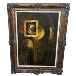 Oil Painting Greek Roman Statue Architecture Framed Missy Lamb Sofey-Andrews
