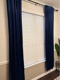 Blue velvet curtains  52”W x 96”L
